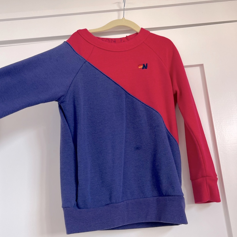Used condition Aviator Nation sweatshirt sz 8 pockets pink/indigo